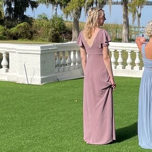Dark Mauve Crepe Hannah bridesmaid dress from Birdy Grey small